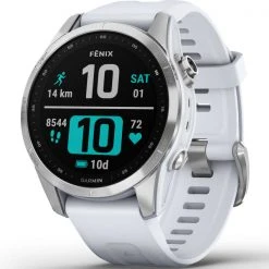 Montres Cardio GPS GARMIN FENIX 7S SILVER W/WHITE BAND 22 Blanc / Gris