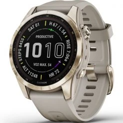 Montres Cardio GPS GARMIN FENIX 7S SAPPHIRE SOLAR LIGHT GOLD W/SAND BAND 22 Beige