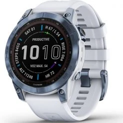 Montres Cardio GPS GARMIN FENIX 7 SAPPHIRE SOLAR COBALT BLUE W/WHITE BAND 22 Bleu / Blanc