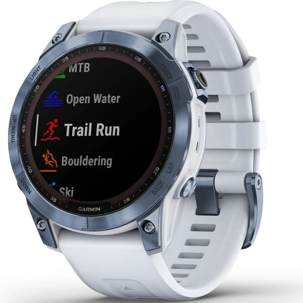 Montres Cardio GPS GARMIN FENIX 7 SAPPHIRE SOLAR COBALT BLUE W/WHITE BAND 22 Bleu / Blanc 4 Montres Cardio GPS GARMIN FENIX 7 SAPPHIRE SOLAR COBALT BLUE W/WHITE BAND 22 Bleu / Blanc – Image 4