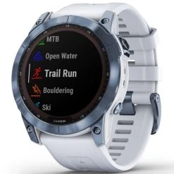 Montres Cardio GPS GARMIN FENIX 7X SAPPHIRE SOLAR COBALT BLUE W/WHITE BAND 22 Blanc / Bleu