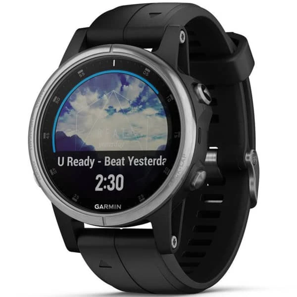 Montres Cardio GPS GARMIN FENIX 5S PLUS SILVER W/BLACK BAND 19 Noir – Image 3