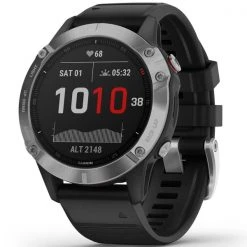 Montres Cardio GPS GARMIN FENIX 6 SILVER W/BLACK BAND 21 Noir / Gris
