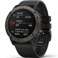 Montres Cardio GPS GARMIN FENIX 6X SAPPHIRE GRAY W/BLACK BAND 21 Noir / Gris