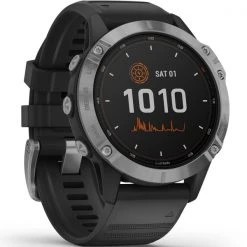 Montres Cardio GPS GARMIN FENIX 6 SOLAR SILVER W/BLACK BAND 21 Noir -Magasin Electronique 9 77617 010 02410 00 03