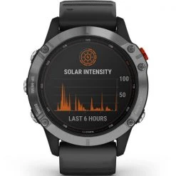 Montres Cardio GPS GARMIN FENIX 6 SOLAR SILVER W/BLACK BAND 21 Noir -Magasin Electronique 9 77617 010 02410 00 06