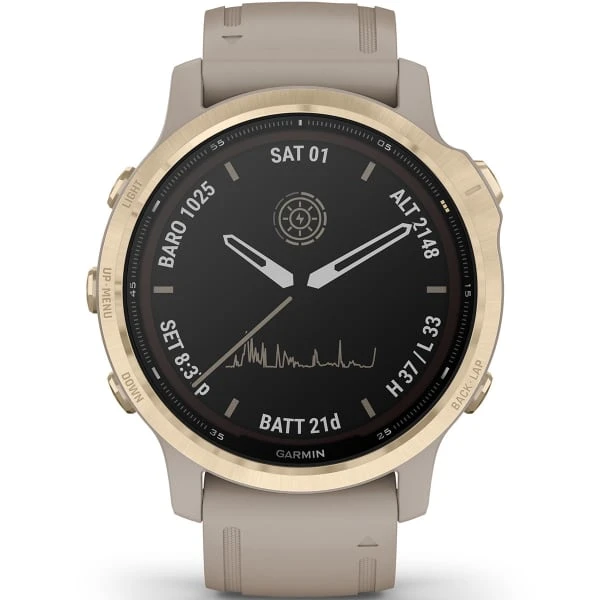 Montres Cardio GPS GARMIN FENIX 6S PRO SOLAR LT.GOLD W/ LT. SAND BAND 21 Beige 3 Montres Cardio GPS GARMIN FENIX 6S PRO SOLAR LT.GOLD W/ LT. SAND BAND 21 Beige – Image 3